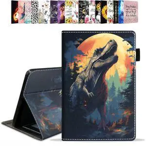 POIUYTREW Case for All-New Amazon Kindle Fire HD 10 & 10 Plus Tablet 10.1" (13th/11th Generation, 2023/2021 Release) - PU Leather Folio Case with Smart Auto Wake/Sleep, Dinosaur