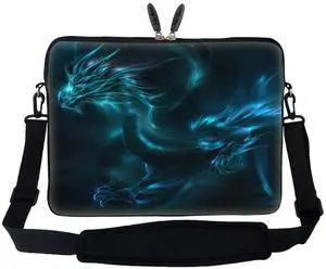 Meffort Inc 17 17.3 inch Neoprene Laptop Sleeve Bag Carrying Case with Hidden Handle and Adjustable Shoulder Strap - Blue Dragon