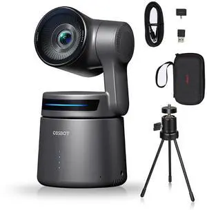 OBSBOT Tail AIR,with Tripod,NDI PTZ Camera, 4K AI-Powered Webcam,1.8" CMOS,f/1.8 Aperture,AI Auto Track,Gesture & Remote Controls,TOF Sensor,Wired&Wireless Connection,LiveStream for Church/Music Live OBSBOT Tail AIR,with Tripod,NDI PTZ Camera, 4K AI-Powered Webcam,1.8" CMOS,f/1.8 Aperture,AI Auto Track,Gesture & Remote Controls,TOF Sensor,Wired&Wireless Connection,LiveStream for Church/Music Live
