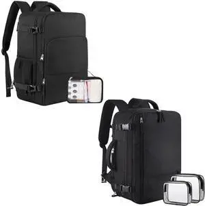 Travel Backpack & Large Travel Backpack (Black & Black), Personal Item Size Airline Approved, Backpack with Multi-Pockets, College Backpack Bag, Waterproof Carry On Backpack, Business Backpack