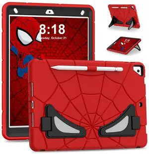 AKABEILA Compatible with Apple iPad 10.2 7th 8th 9th(2019/2020/2021) Tablet CaseLightweight Shockproof Rugged Protective Cover with Kickstand for Kids Children Boys Babies Red Black