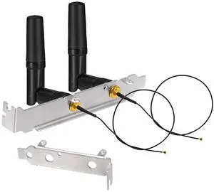 Eightwood M.2 WiFi Card Antenna 2.4GHz 5GHz Small WiFi Antenna + RP-SMA Cable 10in + Computer Slot Bracket for M.2 NGFF Network Card PC Desktop Computer
