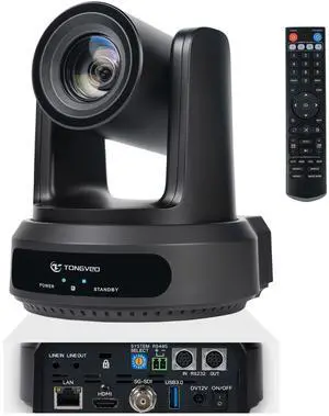 TONGVEO AI Auto-Tracking IP PTZ Camera SDI/HDMI/USB3.0/LAN PoE 30X Optical + 16X Digital Zoom 1080P 60fps for Live Streaming Church Services Education Video Conference with OBS vMix and More