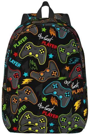 Duduho Video Game Controller Backpack 17.7 Inch Laptop Backpack Travel Hiking Daypack Gamer Joystick Gaming Theme Multipurpose Bookbag For Men Women