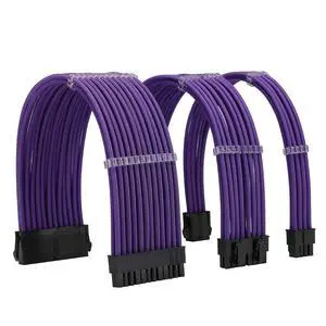 Formulamod Sleeve Extension Power Supply Cable Kit 18AWG ATX 24P+ EPS 8-P+PCI-E8-P with Combs for PSU to Motherboard/GPU (Purple)