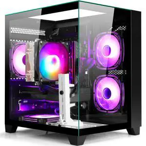 LXZ Gaming PC Desktop Computer, Core i5-14400F, GeForce RTX 5060 8GB, 32GB DDR5 RAM, 1TB SSD, WiFi 6, 650W PSU, Black Tower Prebuilt PC