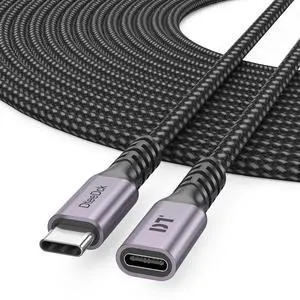 USB C Extension Cable 20ft, Upgraded USBC Extender 100W Charging 4K@60Hz Display 5 Gbps Data Transfer Male to Female Braided Cord for Laptop Tablet Mobile Phone and More Type C Device