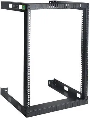 RIVECO 15U Cabinet 19" Wall Mount Shelf Network Rack  17.7" Deep 2 Post Open Frame Easy Assembly Firm Constructed for Internet/Server/AV/Home Equipment/Patch Panel Heavy Duty Light Weight, Black