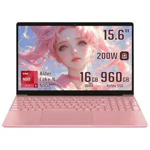 BINHENGLON 15.6 inch Laptops Computer Celeron N95 FHD 16G RAM SSD Large Screen Bluetooth 5.0 Fingerprint Laptop Ultrabook Wi-Fi 2.4GHz/5GHz, USB3.0(Rose Gold, 16G+960GB SSD)