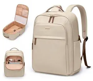 GOLF QUALITY 22L Travel Backpack for Women & Men,Carry On Bag for Airplanes Personal Item Laptop Backpack,17.3 Inch,Apricot