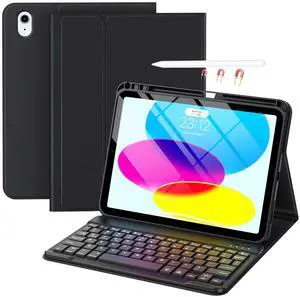 for iPad 10th Generation Case with Keyboard 2022, Keyboard Case for iPad 10.9" inch 10th Gen - Removable BT Wireless Keyboard-Pencil Holder-Tablet Keybaord Case for iPad 10.9"