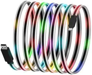 Gantok USB C Cable Light up Type C Charger Fast Charging, USB C Charger Cable with 17 Light Switching Modes for iPhone 15/15 Pro Max Samsung Galaxy S10 S10+ / Ultra S22 S21 S20 A13 Note 20 (10FT)