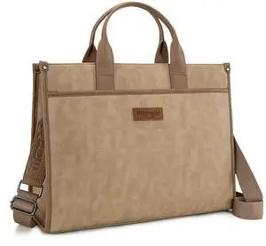 Wrangler Laptop Bag for Women 15.6 Inch Vintage Work Tote Bag for Business Briefcase Handbag with Adjustable Shoulder Strap Tan WG288-8119TN