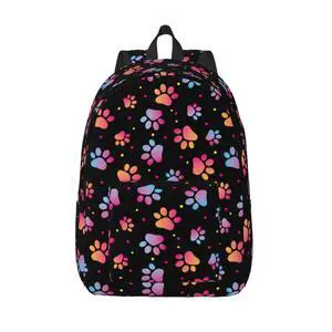 Duduho Cute Dogs Paws Print Backpack 15.7 Inch Laptop Backpack Travel Hiking Daypack Animal Footprint Multipurpose Bookbag For Men Women
