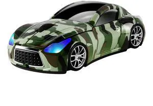elec Space Cool Sport Car Shape 2.4GHz Wireless Mouse Optical Cordless Mice with USB Receiver for PC Laptop Computer 1600DPI 3 Buttons