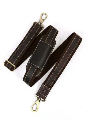 Leather Bag Strap Replacement Adjustable Shoulder Strap Brown Black for Messenger, Laptop, Camera, Travel Bags Fit for All with Metal Swivel Hooks