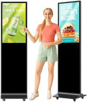 HomeTreeX 32'' Digital Signage Display Smart Android LCD Sign Kiosk Electronic Menu Board Advertising Display Screen Monitor HDMI WiFi USB 2K Media Video Player (Touchscreen,Black)