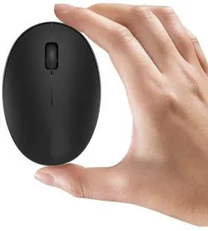 TENMOS Mini Rechargeable Wireless Mouse, 2.4GHz Optical Travel Mouse Silent Wireless Computer Mice with USB Receiver, Auto Sleeping, 3 Buttons, 1000 DPI Compatible with Laptop, PC, Chromebook (Black)