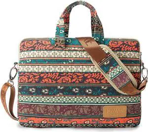 Kinmac New Bohemian 360° Protective Water Resistant Canvas Laptop Shoulder Messenger Sleeve Briefcase case Bag For MacBook Air 13 inch,iPad Pro 13 inch,MacBook Pro14 inch and 13 inch-14 inch Laptop