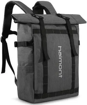 Haimont Rolltop Backpack for Men Women Water-Resistant Carry on Travel Backpack Casual Daypack with Laptop Compartment for Work Trip Hiking, 20L, Dark Gray