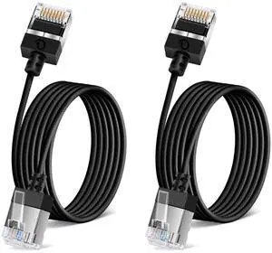 Dutevolns 2Pack Ultra Thin Cat 6A Ethernet Cable 30 Feet, Flexible & Slim Rj45 Cat6a LAN Cord, 10Gbps 550MHz Cat6 Network Cable for Pc, Router, Windows (Black)