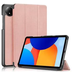 DINGGUAGUA Case Compatible with Xiaomi Redmi Pad SE 8.7 inch 2024,Lightweight Trifold Stand Folio Slim Smart Cover,Rose Gold