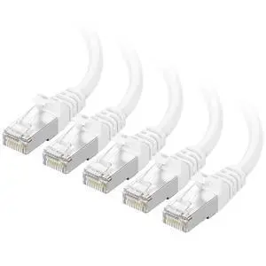 Cable Matters 10Gbps 5-Pack Snagless Shielded Cat 6A Ethernet Cable - 10ft, Cat 6A Cable, Cat6A Cord, Ethernet Cord, White