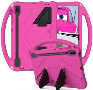 Kids Case for Samsung Galaxy Tab S9 FE 10.9"/Tab S9/S8/S7 11", Techcircle Light Weight Shock Proof EVA Foam Handle Rugged Stand Protective Case for Galaxy Tab S9 2023/Tab S8 2022/Tab S7 2020, Rose
