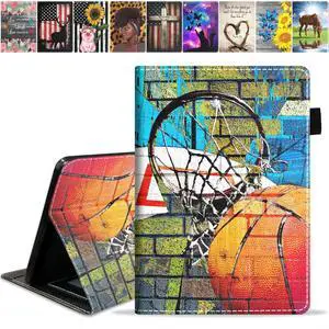 TBXOSTN Case for Amazon Kindle Fire HD 10 & Fire HD 10 Plus Tablet (11th Generation, 2021 Release), Premium PU Leather Stand Cover with Smart Auto Wake, Basketball Art Print