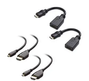 Cable Matters 2-Pack Mini HDMI to HDMI Adapter (HDMI to Mini HDMI Adapter) 6 Inches with 4K and HDR Support for Raspberry Pi Zero and More & 2-Pack High Speed HDMI to Micro HDMI Cable