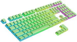 Ranked Pudding PBT Keycaps | 112 Double Shot Translucent ANSI US & ISO Layout | OEM Profile for RGB Mechanical Gaming Keyboard (Pistachio)
