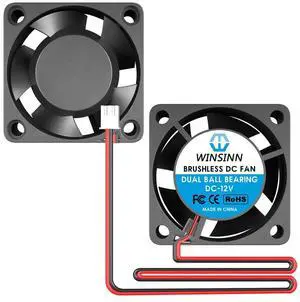 WINSINN 40mm Fan 12V, 3D Printer Micro 12 Volt Fans 4020 Dual Ball Bearing, Brushless Cooling 40mmx20mm 2PIN (Pack of 2Pcs)
