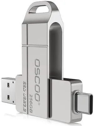 OSCOO 256GB USB Flash Drive,Up to 550MB/sUSB 3.2 Gen1 High-Speed Thumb Drive, Dual USB-C & USB-A Ports, Compatible with iPhone 15/16/17, Android Phones, Mac  Photo & Video Backup