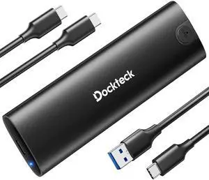 dockteck M.2 NVMe SATA SSD Enclosure Adapter, Tool-Free USB 3.2 Gen 2 10Gbps NVMe to USB Adapter for SSDs 2230/2242/2260/2280, External Solid State Drive Case Supports M-Key/B+M Key and UASP (Black)