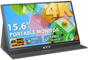 KYY 4K Portable Monitor for Laptop, 15.6" 3840x2160 USB-C Laptop Screen Extender, 400cd/, IPS Computer Gaming Display HDR Travel Monitor Smart Cover & VESA for Laptops Xbox PS5 Switch Phone, K5