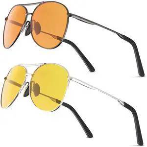 Anmcha Blue Light Blocking Gaming Glasses ESports Computer Gamer GlassesAmber Gaming Glasses-Anti Glare for Better Sleep (AJ (2-pack) black/silver, Total frame: 135Millimeters)