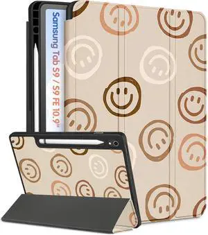 Wazzasoft for Samsung Galaxy Tab S9 FE 5G Case, for Samsung Galaxy Tab S9 Cute Kids Girls, Girly Women Teens Folio Cover with Pencil Holder, Unique Design for Galaxy Tablet S9/ S9 FE Case