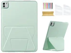 Dteck for iPad Pro 13-inch (M4) 2024 Release Ultra Thin Tablet Case with Kickstand, 2 Screen Protector Films, 1 Stylus, Slim Lightweight PU Leather TPU Shock-Absorbing Protective Back Cover, Green