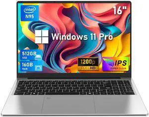 NIAKUN Laptop Computer, Gaming Laptops 2025, 16 Inch Lap Top PC Win 11 Pro, 16GB RAM 512GB SSD, N95 Processor(up to 3.4GHz), Backlit Keyboard, for Business and Students