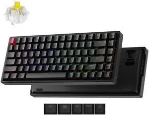 Keychron K2 75% Layout QMK Wireless and Wired Mechanical Keyboard Super Banana Switch, RGB Backlight Aluminum Frame with Shine-Through Double-Shot PBT Keycaps for Mac Windows-Version 3