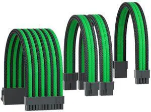 ASTRAL COOLER PSU Cable Extension,18AWG Power Supply Cable Extension with Cable Combs,24Pin ATX/8Pin EPS/2x8Pin PCI-E,Black Connector(Black/Green)