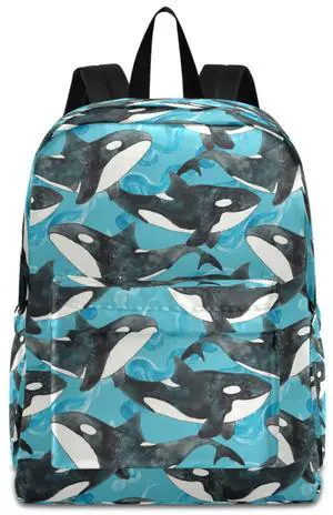 ZzWwR Ocean Cartoon Killer Whale Large Portable Laptop Backpack,Durable Travel Bag for Men Women School Bookbag Work Fit 16.5 Inch Notebook