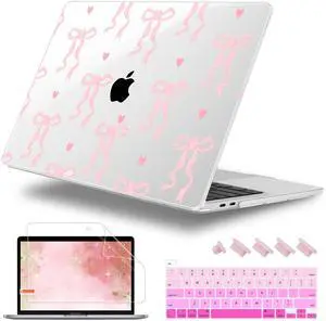 Lepeoac Case for MacBook Pro 13 inch with/Without Touch Bar (2016-2022, M2 A2338 M1 A2289 A2251 A2159 A1989 A1706 A1708), Hard Shell + Keyboard Cover + Dust Plug, Bow
