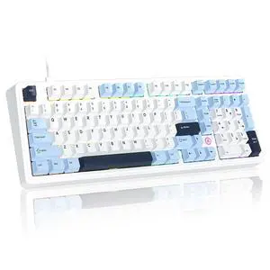FIRSTBLOOD ONLY GAME. AK980 101-Key Hot-Swappable Mechanical Keyboard, Gasket Mount RGB Backlit, Programmable Macro, Full N-Key Rollover, with Dreamscape Linear Switches (Glacier Blue)