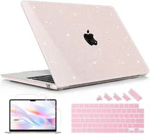 Lepeoac for MacBook Air 15 inch Case 2023 2024 2025 Release M4 A3241 M3 A3114 M2 A2941 with Liquid Retina Display & Touch ID, Hard Shell with Screen Protector, Star Sparkle Sakura Pink