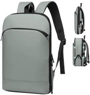 SUIKIHUM Slim Laptop Backpack for Men, Expandable Business Backpack with 16" Laptop Compartment - TSA 15L-25L Capacity Lightweight for Work Office, Light Gray
