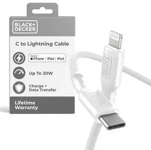 BLACK+DECKER USB C to Lightning Cable - Fast Compatible iPhone Lightning Cable - Durable Braided Type C iPhone Charger Cord - for Travel and Daily Use - Multiple Colors and Lengths - 9ft