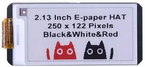 2.13 Inch E-Ink Display HAT for Raspberry Pi/Jetson Nano/Arduino/STM32 Three Color Red White Black E-Paper Screen SPI Interface 250x122 Resolution