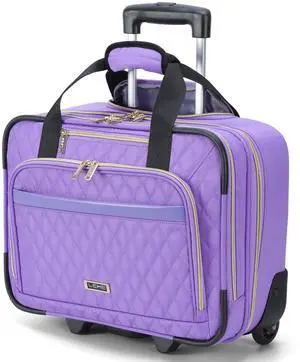 Lekespring Rolling Laptop Bag, Laptop Briefcase on Wheels for Women Fits Up to 15.6Inch Computer Bags Water Resistant for Work Travel and Business (Purple)