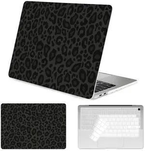 Seorsok Compatible with MacBook Air 13 Inch Case 2022 2021 2020-2018 Release A1932 A2179 M1 A2337 Touch ID,Leopard Grain Plastic Hard Shell Case with Keyboard Cover,Black Leopard Cheetah Pattern